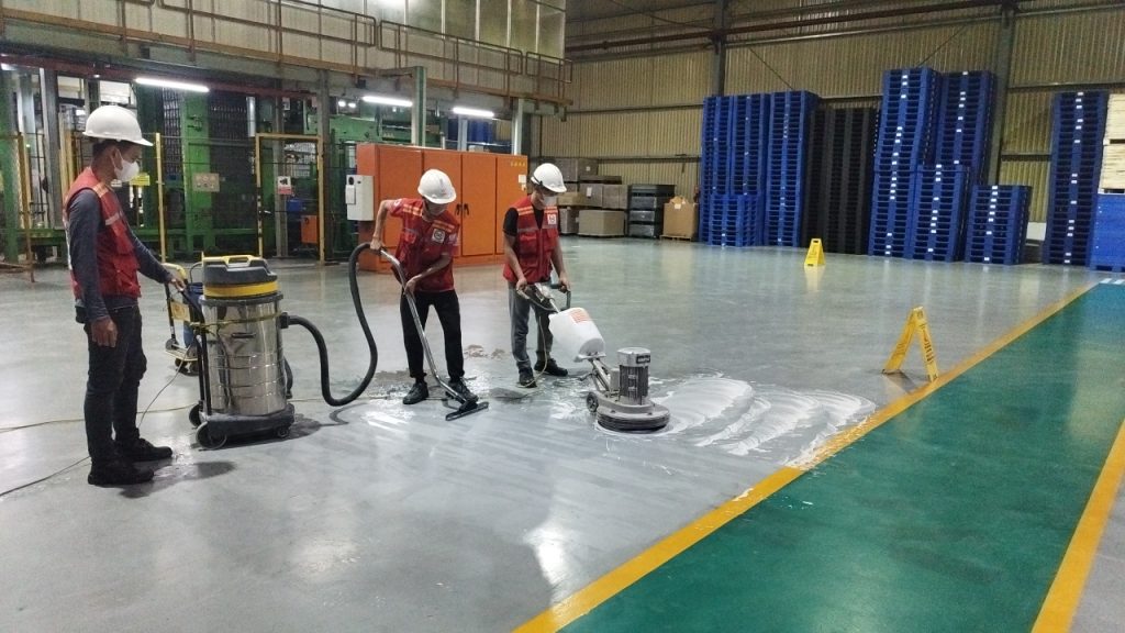 Thi công vệ sinh sàn epoxy nhà xưởng Baosteel KCN VSIP 2A - Tân Uyên - Bình Dương